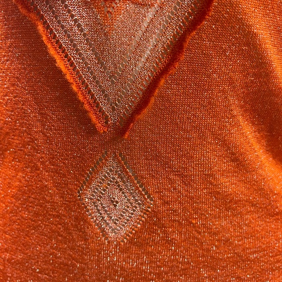 Dolce&Gabbana orange lurex sleeveless top with large flower pin, size S,good - Picture 6 of 11